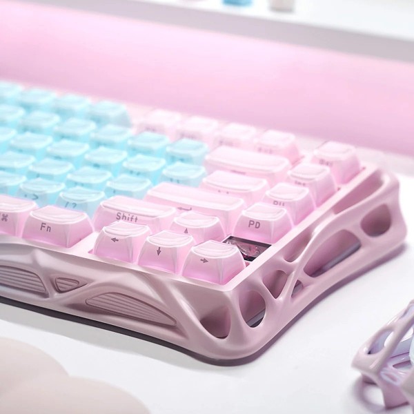 Фото - Клавиатура беспроводная игровая GravaStar Mercury K1 Lite 80keys BSUN Grey, BT/WL/USB Aurora Mist (GSK1LITE_PM_MINT)